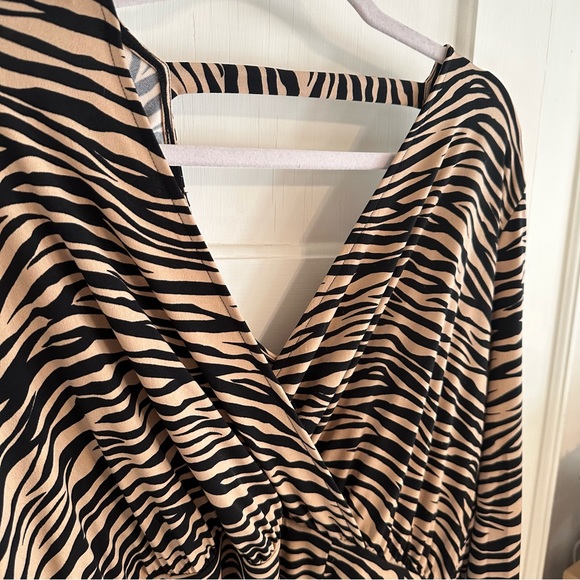 New Listing! LOFT | Zebra Print Faux Wrap Dress - Picture 2 of 6